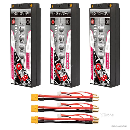 Three-pack bundle shown: three GNB 9500mAh hard case batteries with three lead harnesses