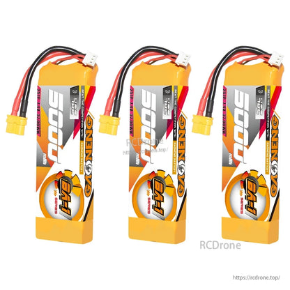 Three BA-1 series 2S 5000mAh LiPo batteries shown together for quantity/reference display