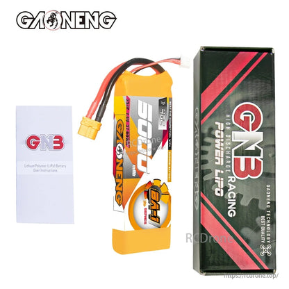 Package contents shown: GAONENG BA-1 LiPo battery, GNB retail box, and user instructions booklet