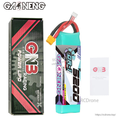 Package contents: GNB Racing Power LiPo box, 5200 battery pack, and booklet