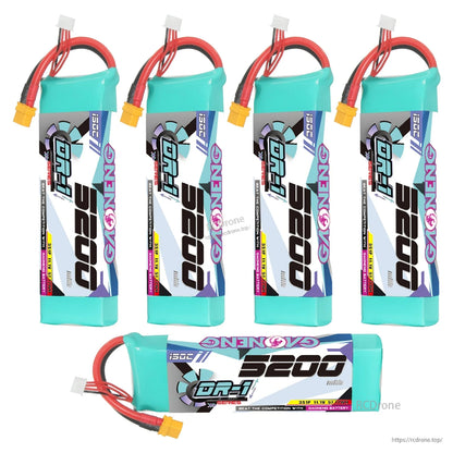 Bundle layout showing five upright GNB 5200 packs plus one pack lying flat