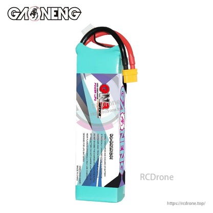 Side view of GAONENG GNB 5200 battery showing wrapped label panel and lead exit at top