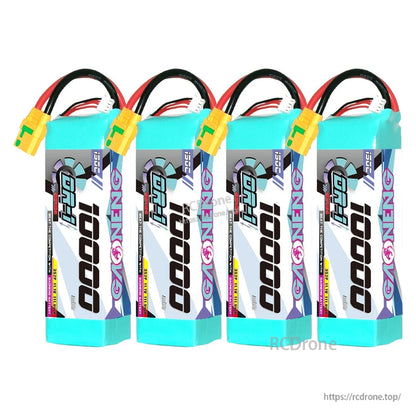 Four GAONENG GNB DR-1 Series 3S 11.1V 10000mAh LiPo batteries together