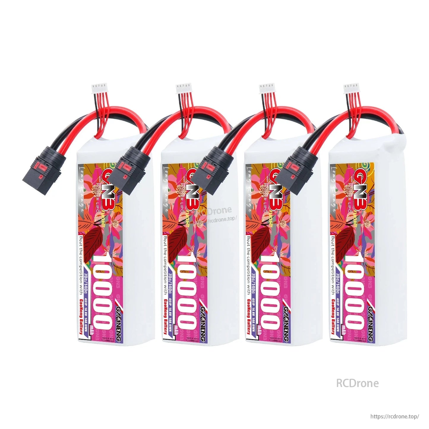 Four-pack lineup of GNB 10000mAh battery packs with QS8 discharge connectors