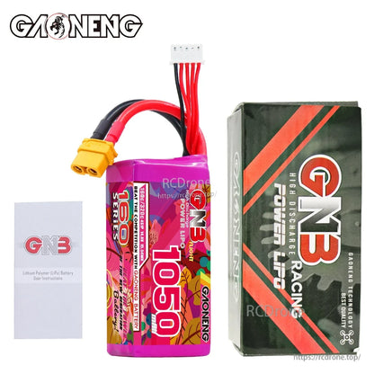 Package contents: GNB 1050 battery with GN3 Racing box and LiPo battery instruction leaflet