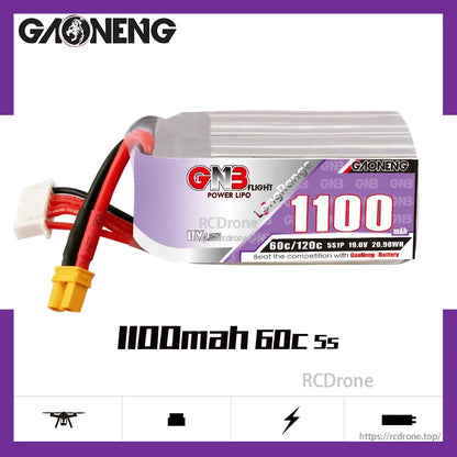 GAONENG GNB 1100mAh 60C 5S battery promo graphic on white background