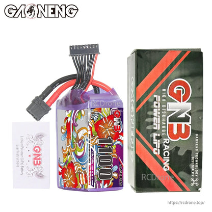Package contents: GAONENG GNB 1100 LiHV 8S battery with retail box and small card insert