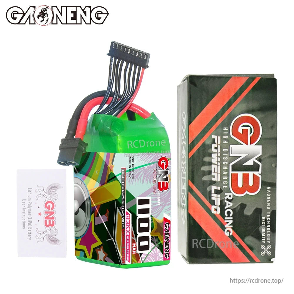 Package contents: GNB 1100mAh battery with GNB Racing box and small leaflet card