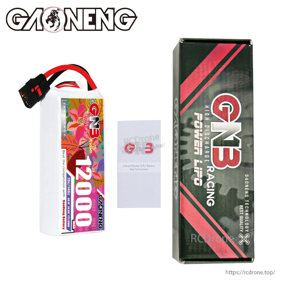 GNB 12000mAh battery with retail box and user instruction booklet package contents