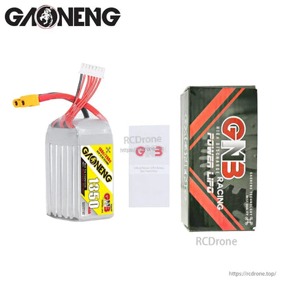 Package contents: GNB 1350mAh battery, instruction card, and GNB Racing Power box