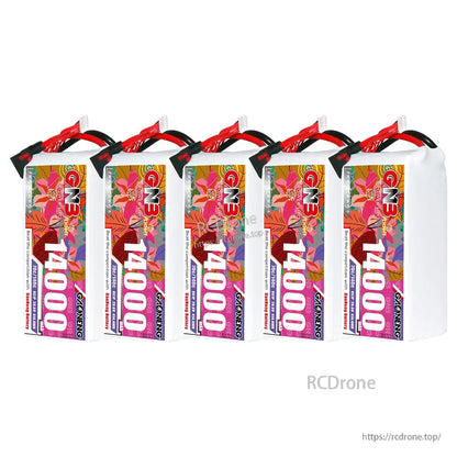 Five GNB 14000 batteries lineup showing consistent label design and top wiring