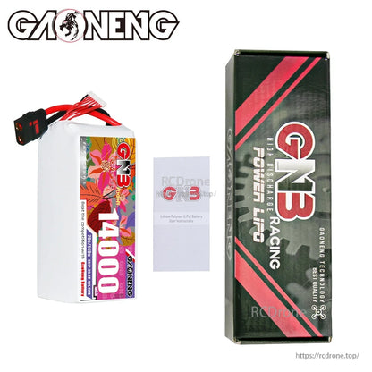 Package contents: GNB 14000 battery, GN3 retail box, and user manual leaflet