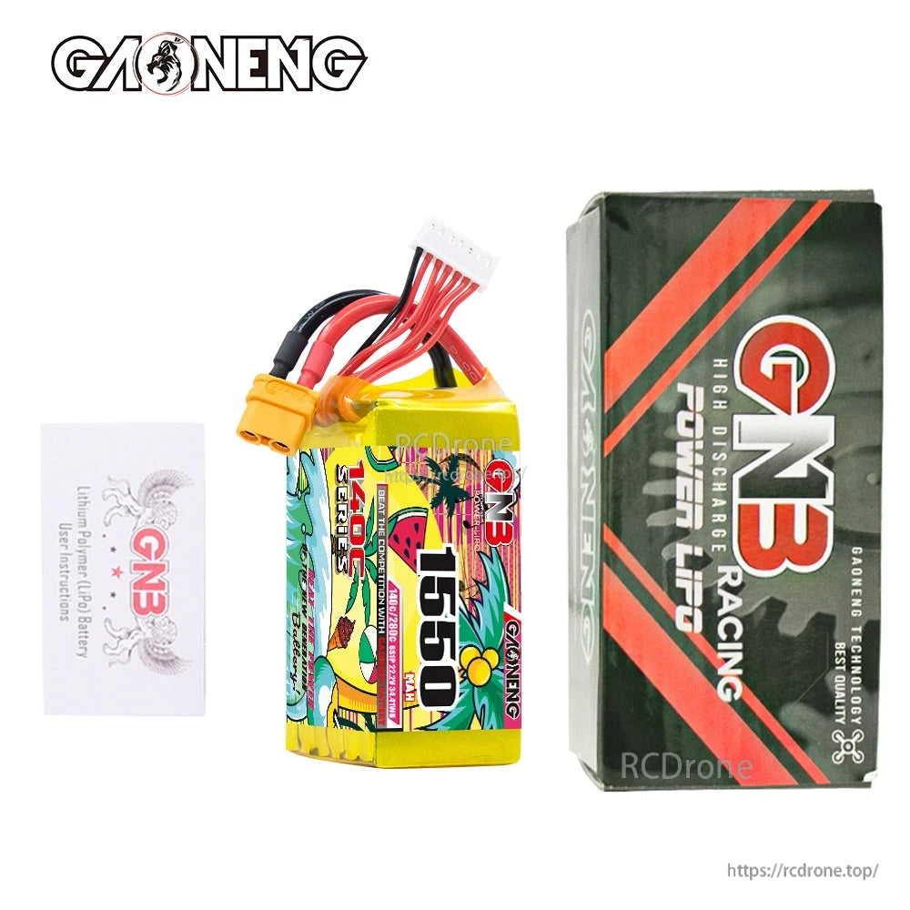 Package contents: GNB 1550mAh battery with retail box and small instruction card