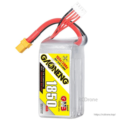 Front label view of GAONENG GNB 1850mAh 4S LiPo battery with XT60 lead and white balance connector