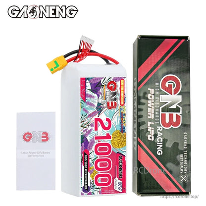 Package contents: GNB 21000mAh battery pack, GNB Power Lipo retail box, and instruction leaflet
