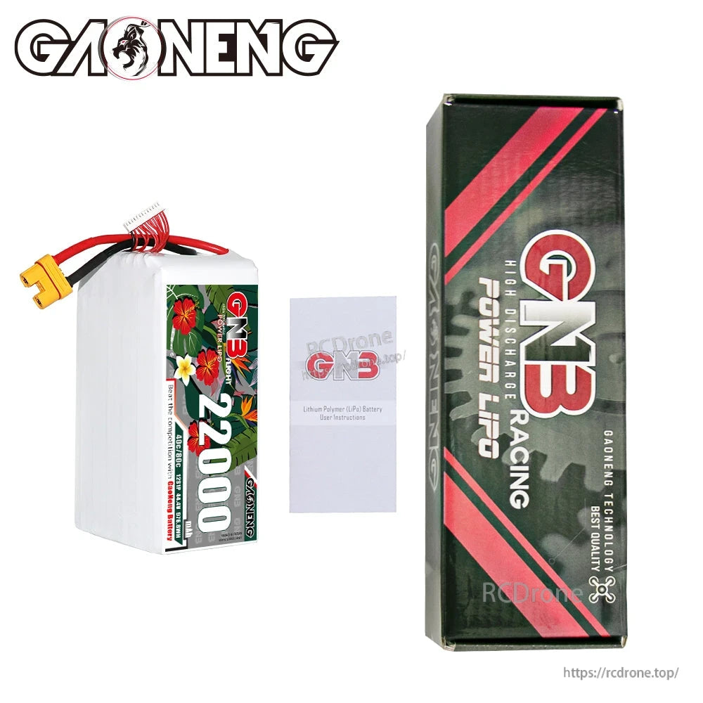 Package contents: GNB 22000mAh battery with retail box and small instruction leaflet