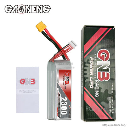 Package contents: GNB 2300mAh battery, user instruction leaflet, and GNB retail box