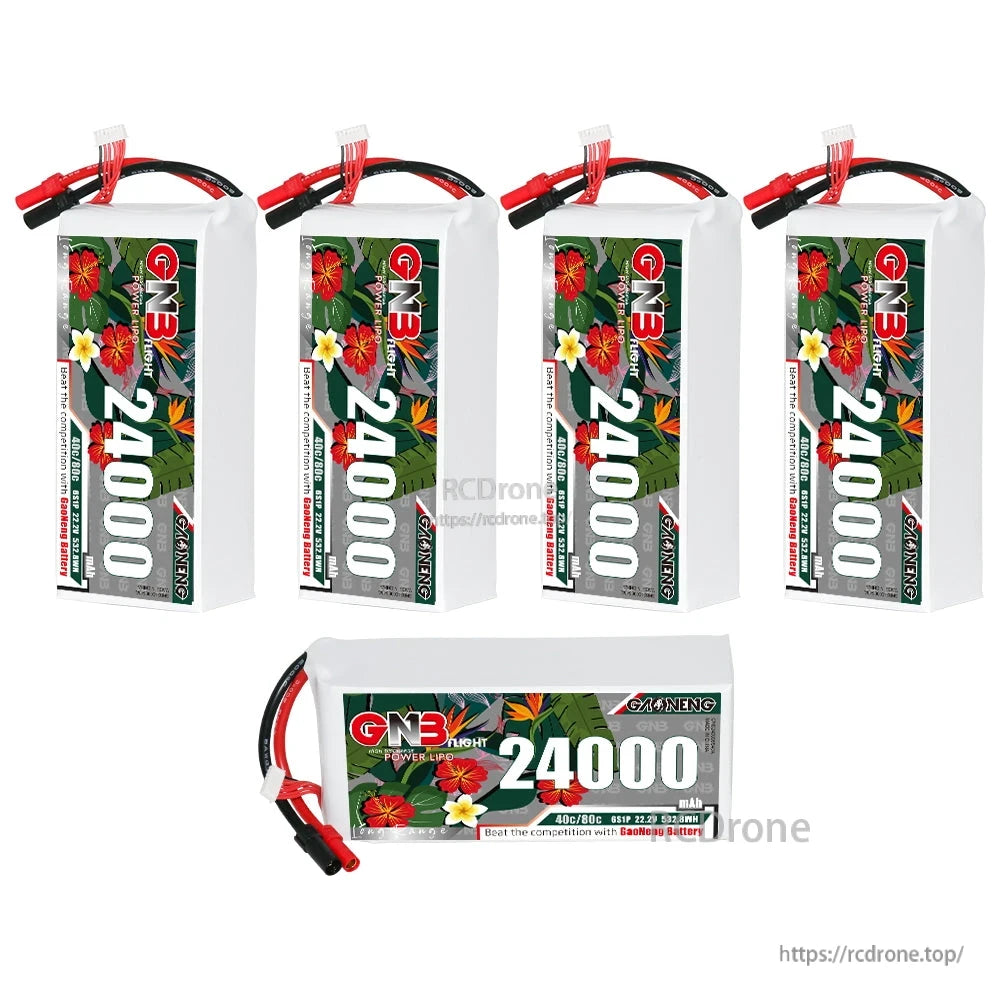 Five-piece collage showing four upright batteries plus one horizontal front-label view