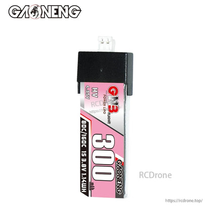 Front label view of GAONENG GNB HV 300mAh LiHV 1S battery with PH2.0 connector on top