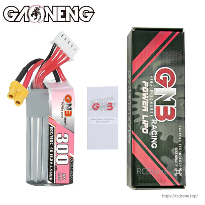 Package contents: GNB 300 HV 4S battery, GNB Racing box, and small instruction leaflet
