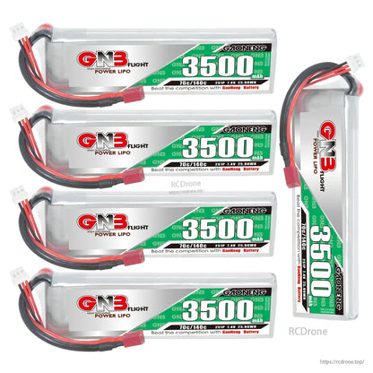 Four batteries plus one upright pack shown together, highlighting label and cable connectors