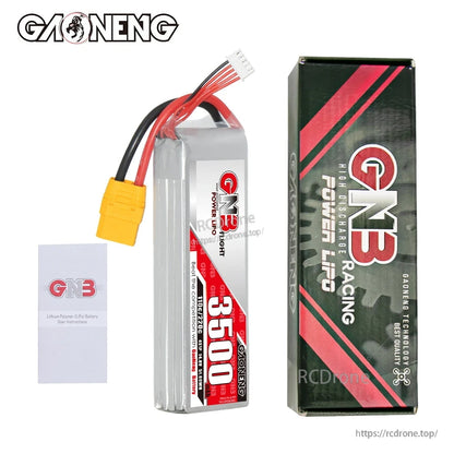 GNB 3500 LiPo battery with retail box packaging and user instruction leaflet included