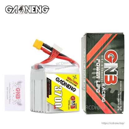Package contents: GAONENG 3700mAh LiPo battery with GNB Racing box and small card insert