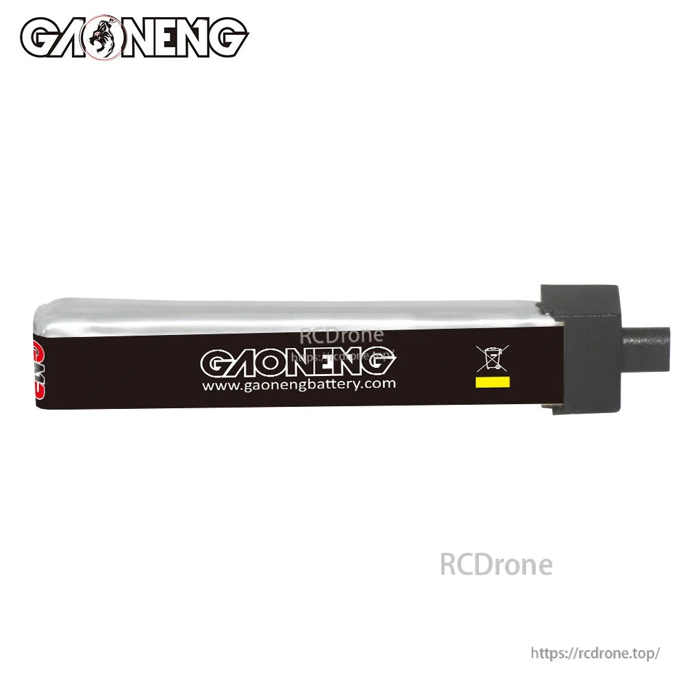 Rear side view of GAONENG 380 LiHV battery showing gaonengbattery.com printing