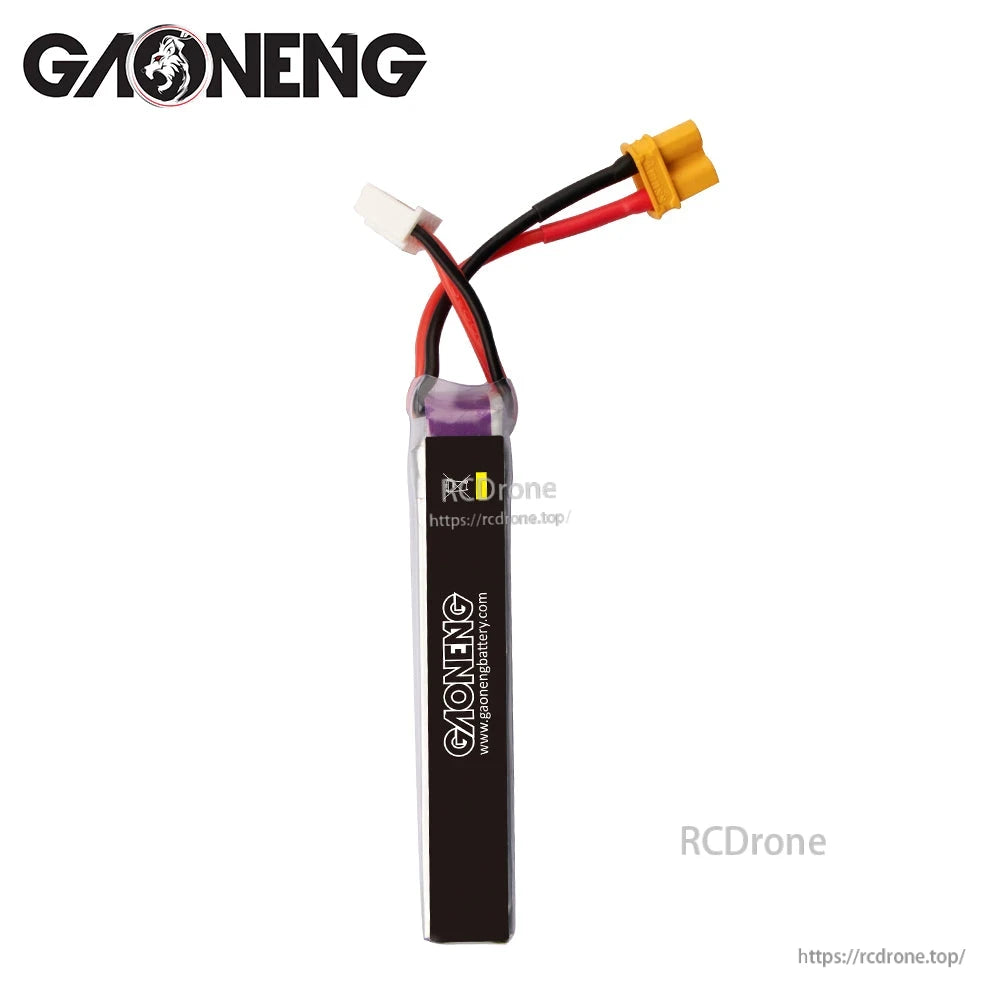 GAONENG GNB battery rear/black label side view with XT30 and white balance connector