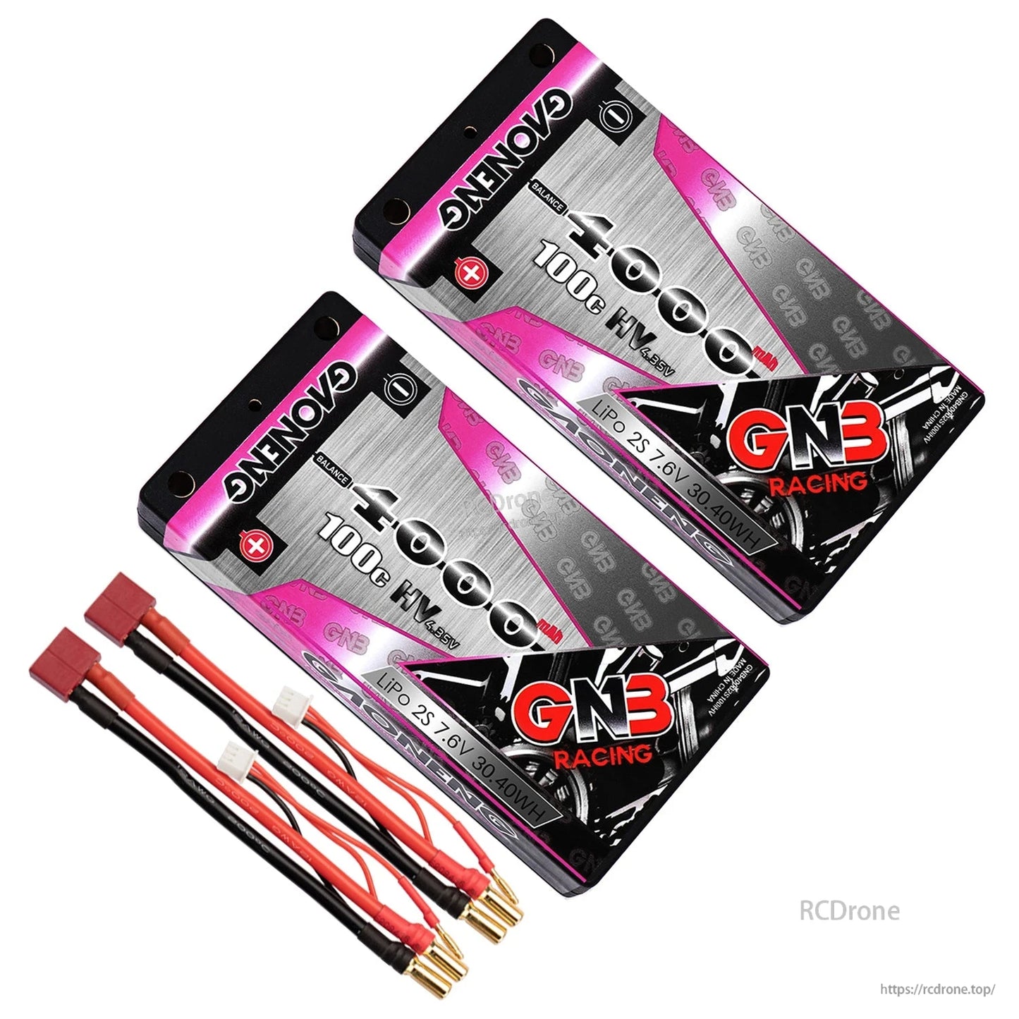 Two GAONENG GNB 4000mAh 100C HV shorty hard case LiPo batteries with Deans plug leads