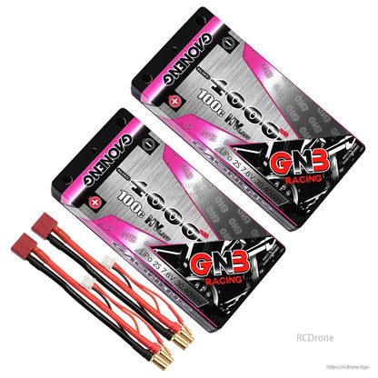 Two GAONENG GNB 4000mAh 100C HV shorty hard case LiPo batteries with Deans plug leads