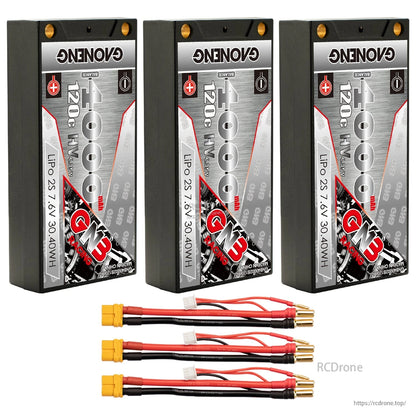 Bundle photo: three GAONENG 4000mAh shorty batteries with three XT60-to-5mm bullet adapter leads