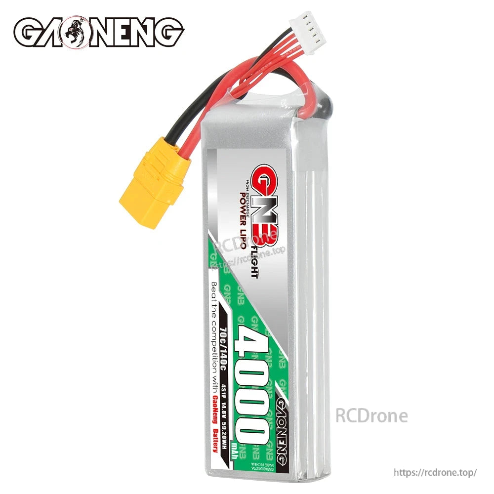 GAONENG GNB GNB40004S70A 4S 14,8V 4000mAh 70C LiPo Akku XT90 für 1/10 RC & 7in FPV