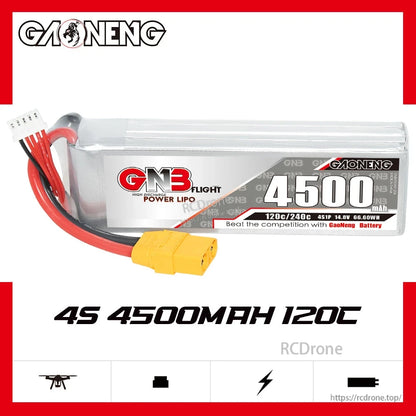 GAONENG GNB45004S120A 4S 4500mAh 120C LiPo battery product graphic on white background
