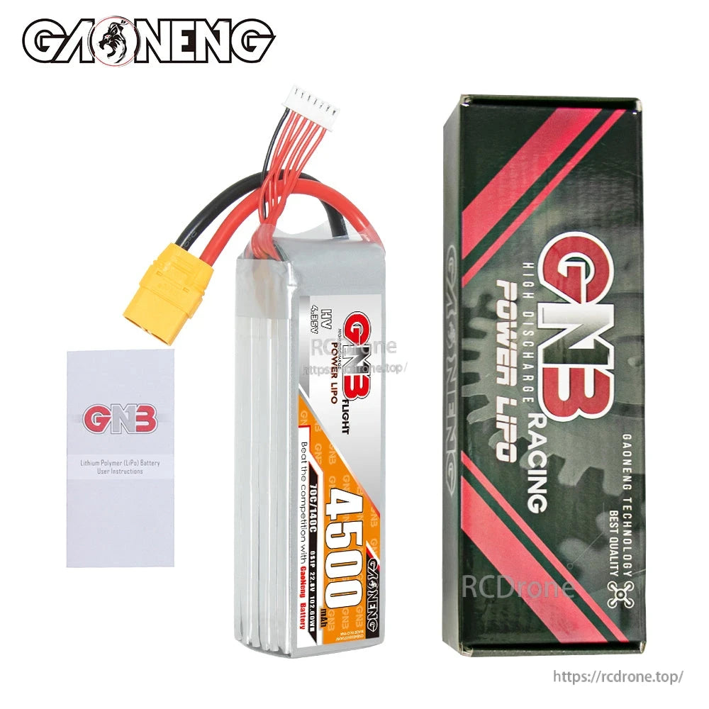 Package contents: GNB 4500 battery, retail box, and instruction leaflet