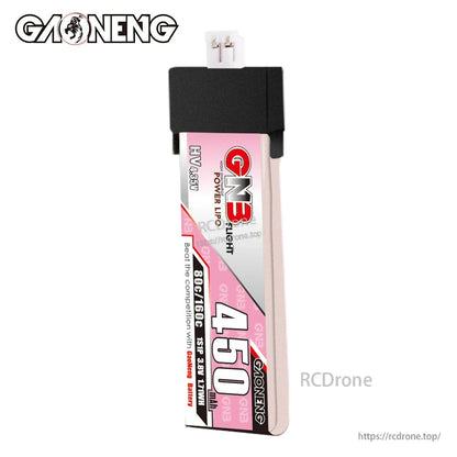 GAONENG GNB450 LiHV 1S battery front view showing 450mAh marking and 80C/160C rating