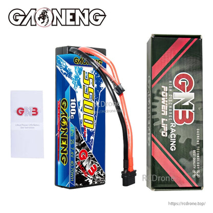 Package contents: GAONENG GNB 5500mAh hard case battery, retail box, and instruction leaflet