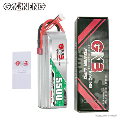 Package contents: GNB 5500mAh LiPo battery, GN3 branded box, and user instructions card