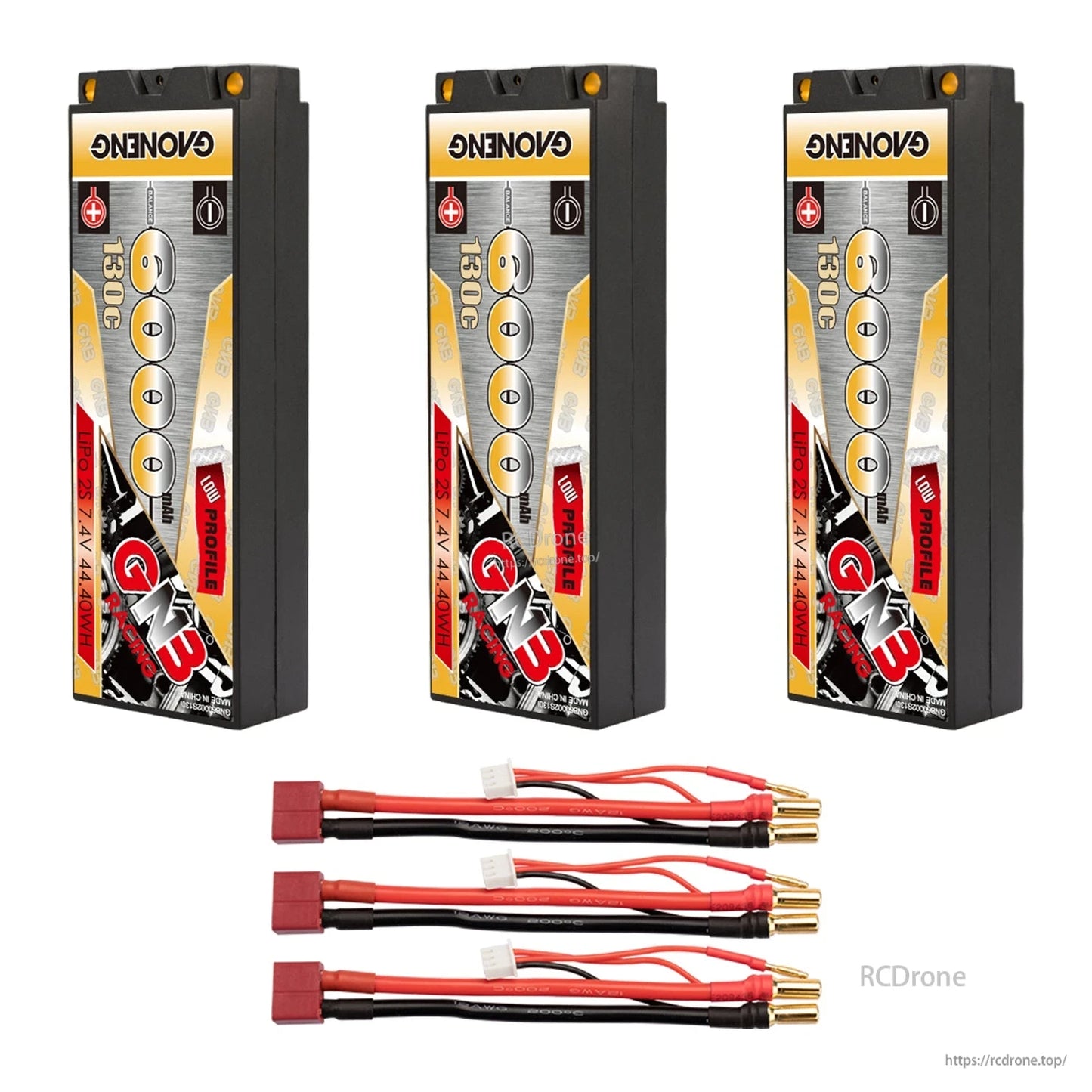 Three-pack set with red T-plug style connector leads and 5mm bullet ends