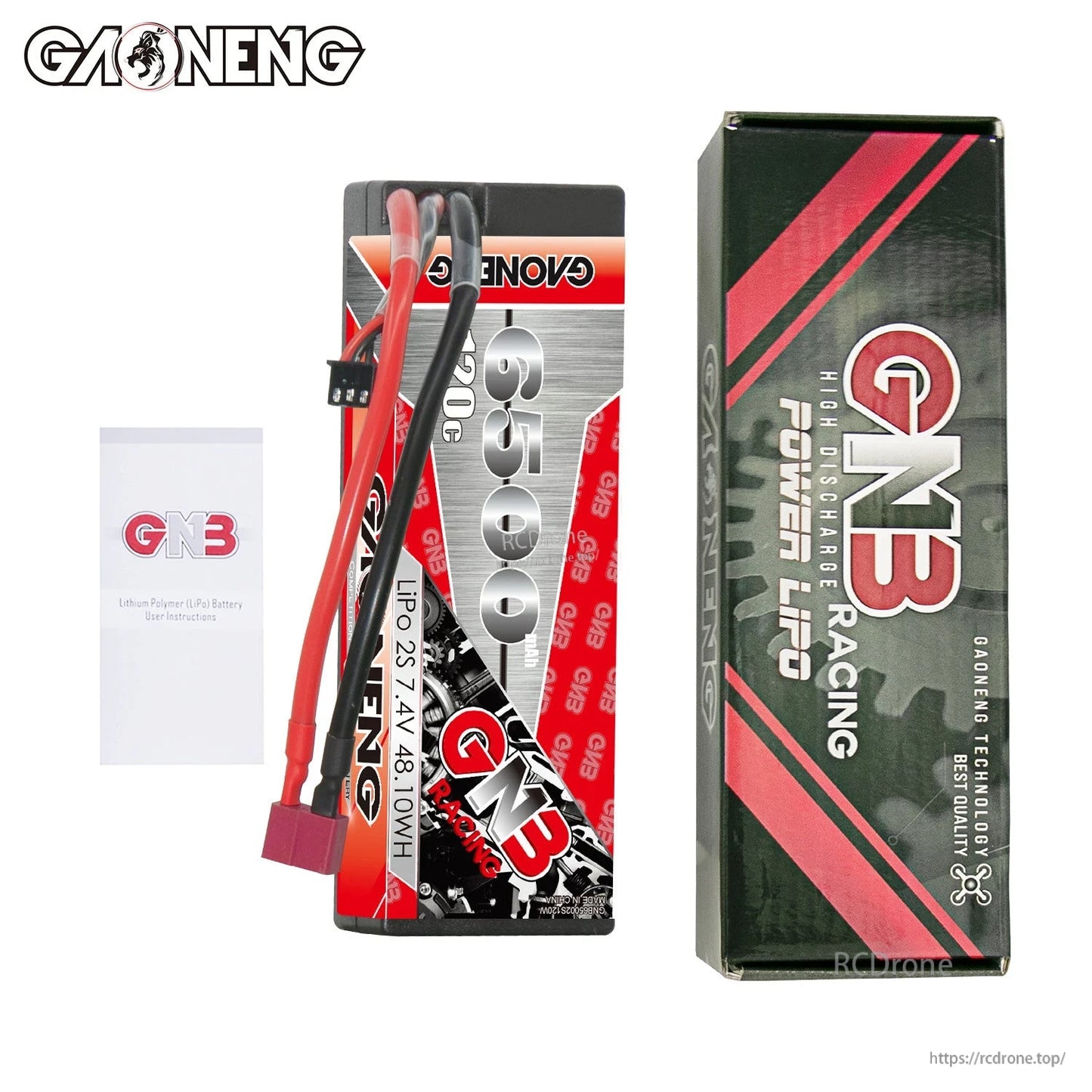 Package contents: GAONENG GNB 6500mAh hard case LiPo battery with GNB Power LiPo retail box