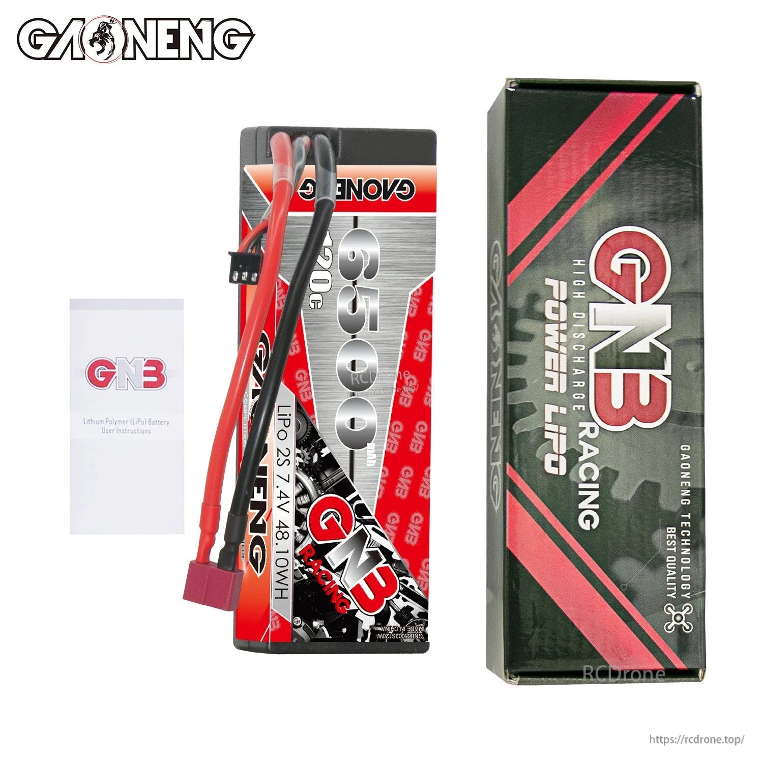 Package contents: GAONENG GNB 6500mAh hard case LiPo battery with GNB Power LiPo retail box