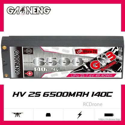 GAONENG GNB HV 2S 6500mAh 140C battery banner graphic with product shown side-on