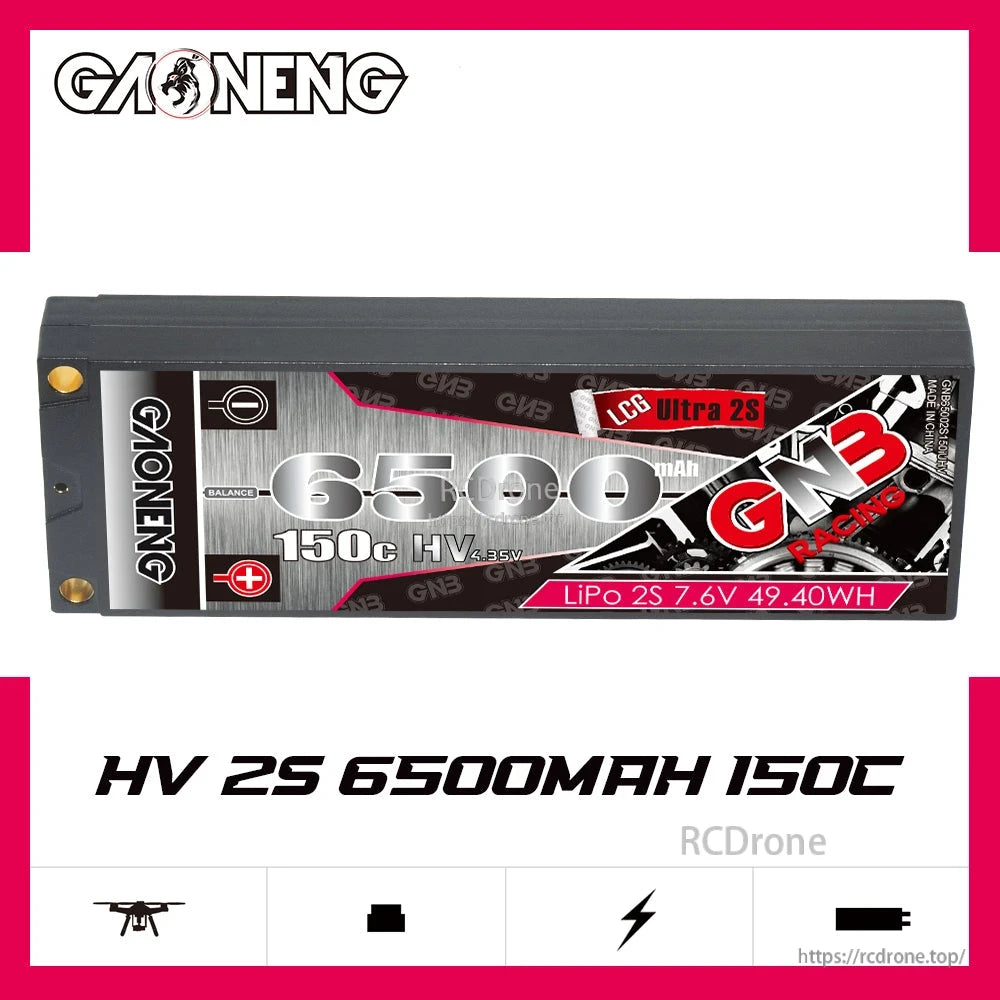 GAONENG GNB HV 2S 6500mAh 150C hard case LiPo battery label graphic with series title text