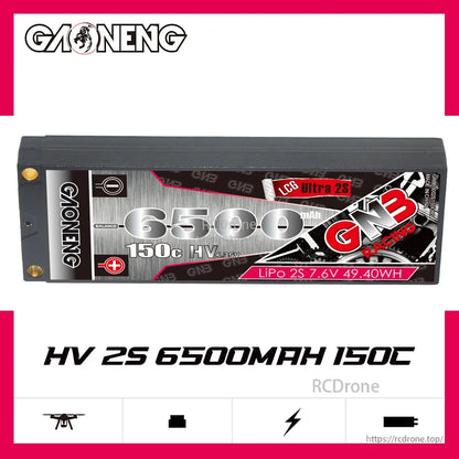 GAONENG GNB HV 2S 6500mAh 150C hard case LiPo battery label graphic with series title text