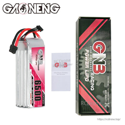 Package contents: GNB 6500 battery, retail box, and user instruction leaflet