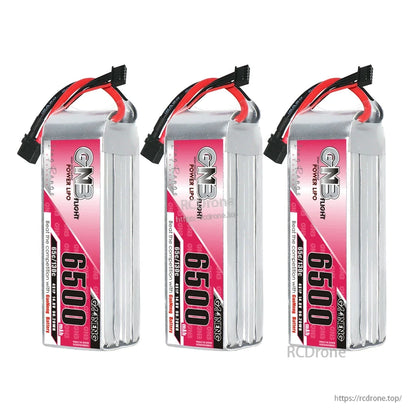 Three GNB 6500 LiPo batteries displayed together, bundle quantity of 3 shown