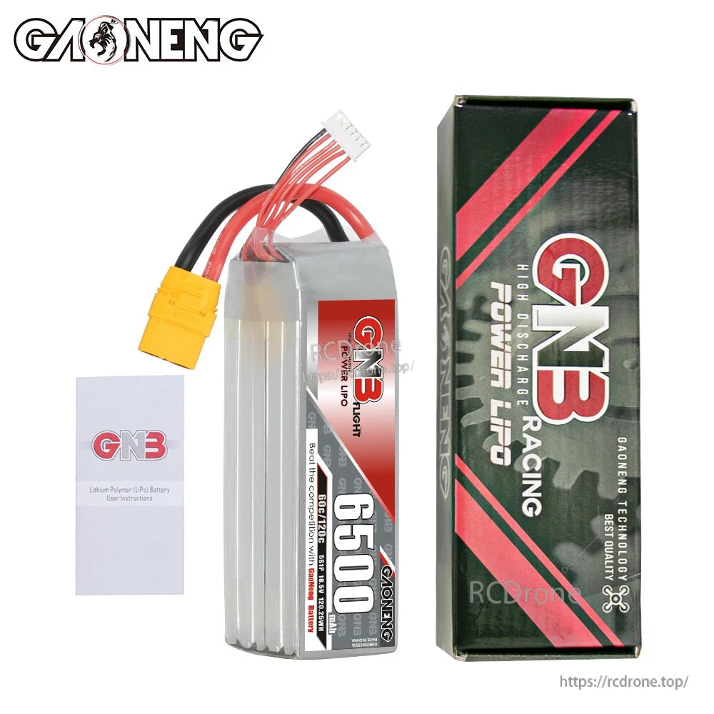 Package contents: GNB 6500 battery with retail box and small instruction card