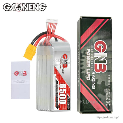 GNB 6500mAh 8S LiPo battery with retail box packaging and included instruction card