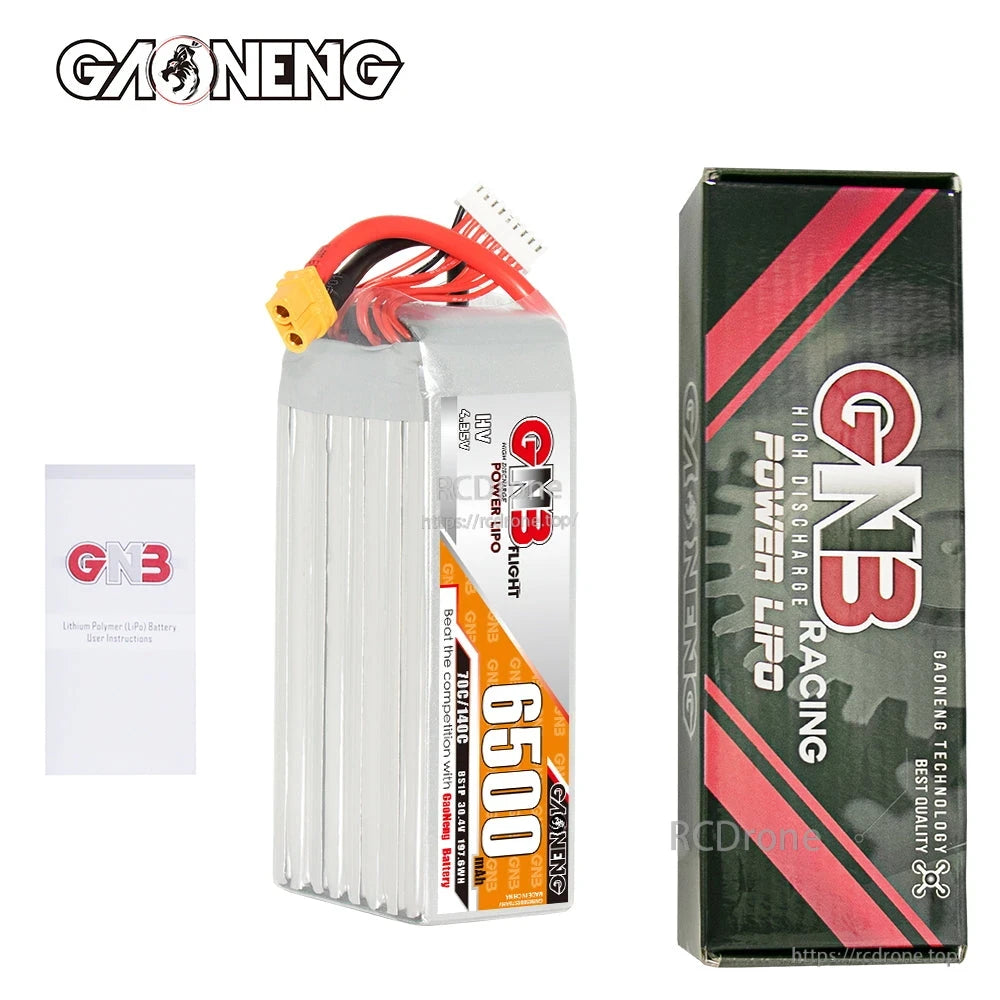 Package contents: GNB 6500mAh LiHV battery with retail box and small instruction card