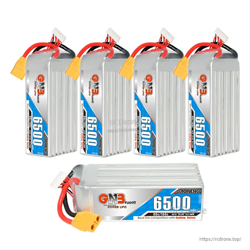 Bundle display: four upright GNB 6500 batteries plus one horizontal battery shown together